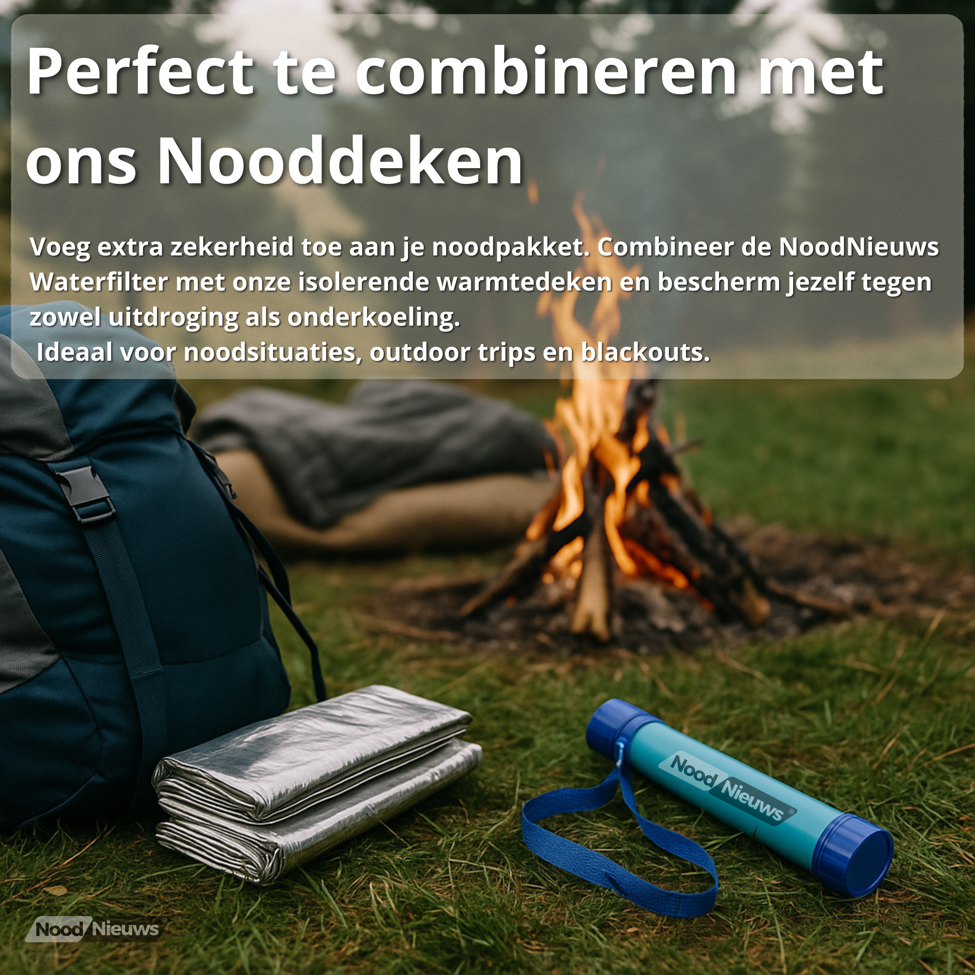 NoodNieuws® Survival Armband – 5-delige Noodarmband (kompas, vuurstarter, fluitje, mes, touw)