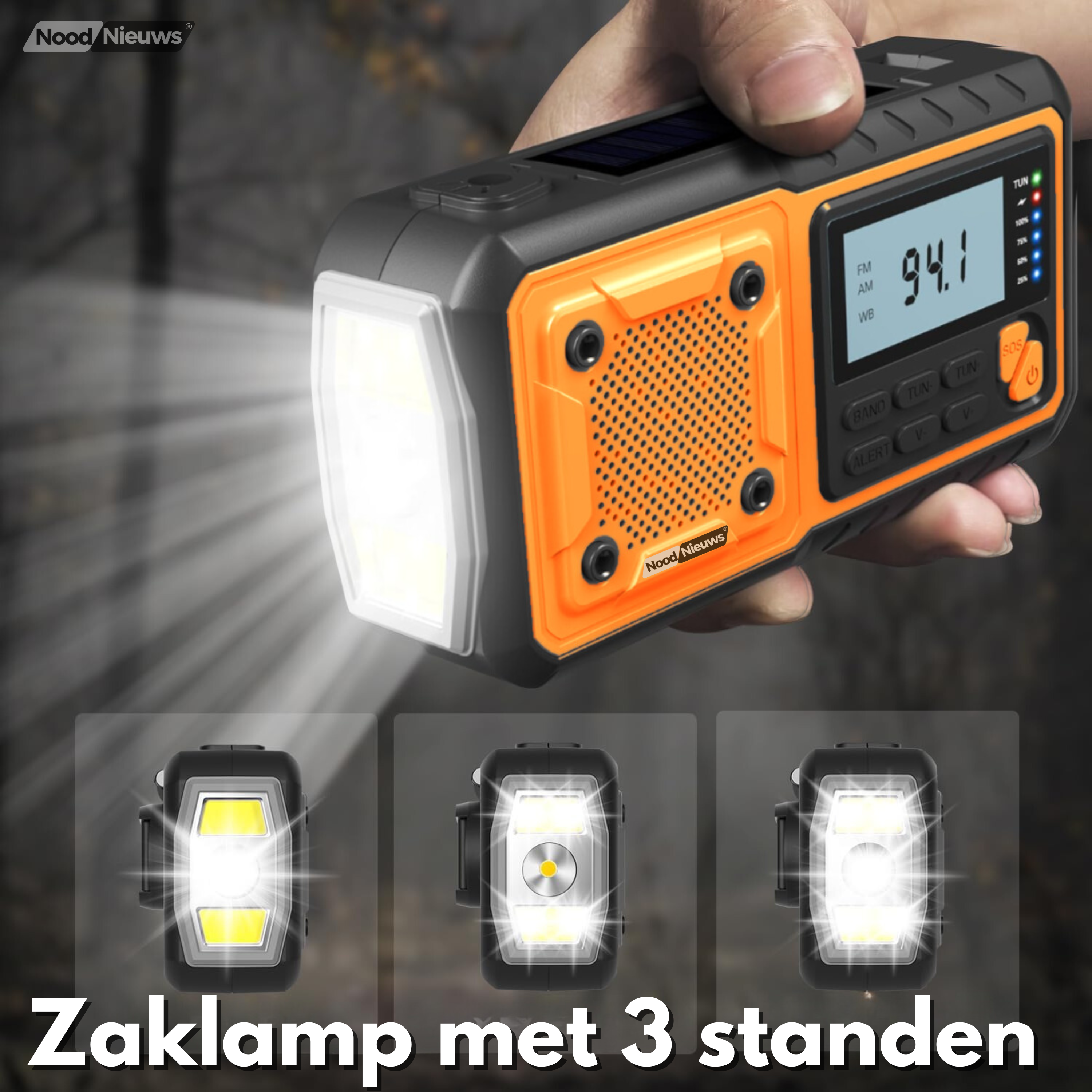 NoodNieuws® Explorer - Draagbare Noodradio - FM/AM/SW - 4000mAh