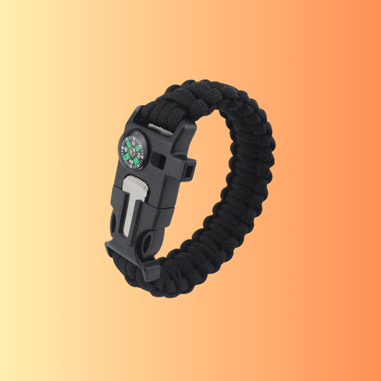 NoodNieuws® Survival Armband – 5-delige Noodarmband (kompas, vuurstarter, fluitje, mes, touw)