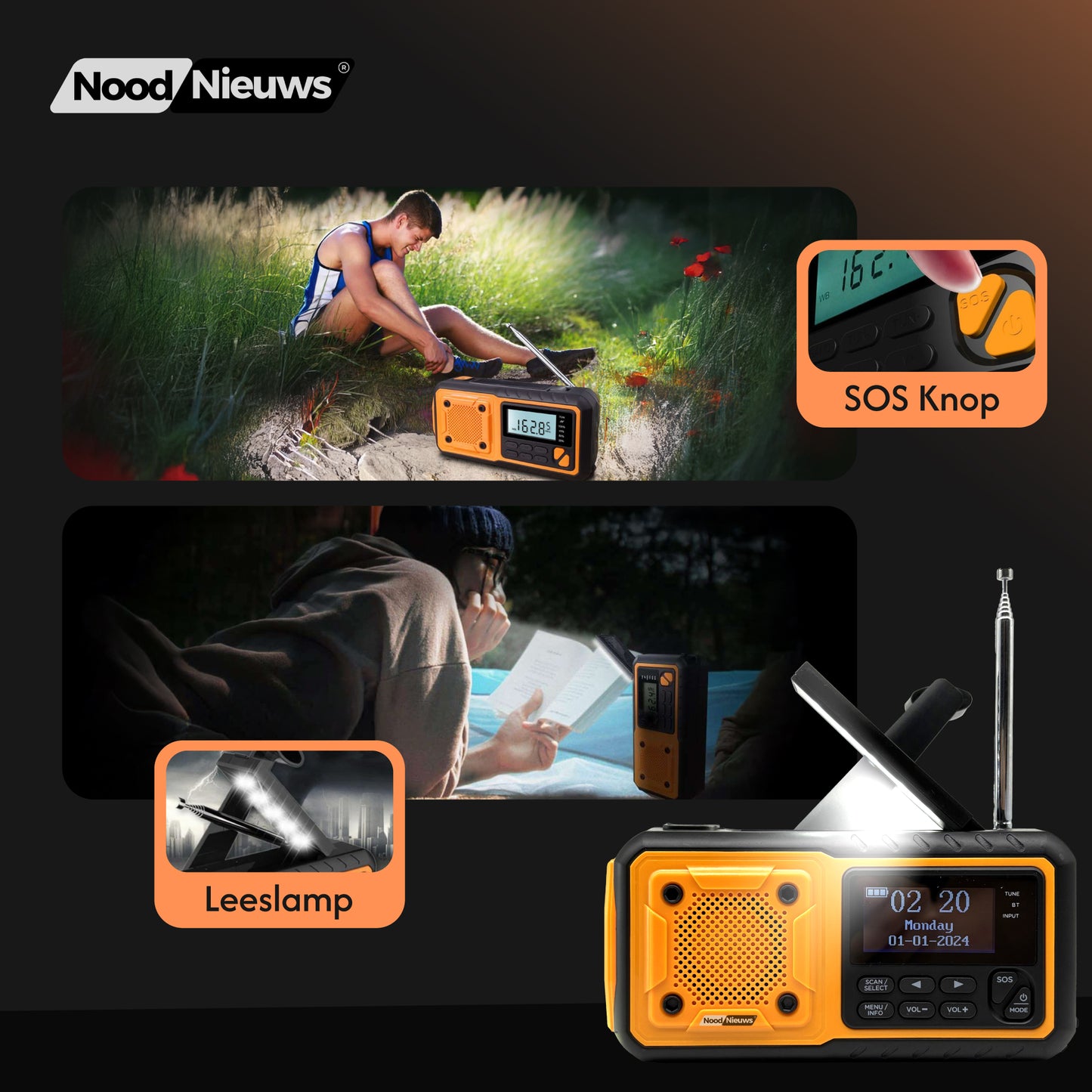 NoodNieuws® Explorer – Noodradio (FM/AM/SW, 4000mAh)